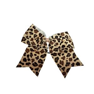 Cheer Bow‎ Leopard Print Ponytail Holder Hair Accessory Large Boutique
